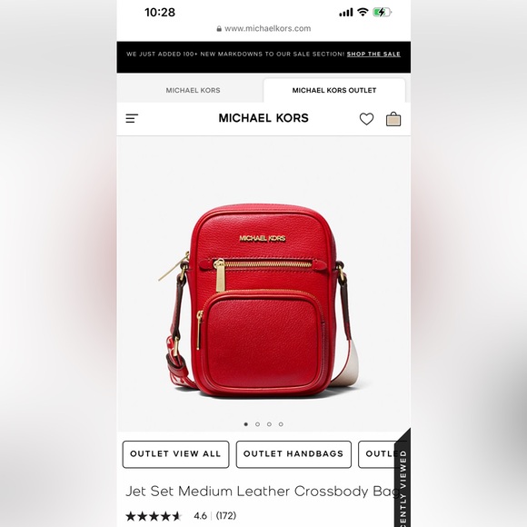 MK Jet Set Medium Leather Crossbody Bag, NEW